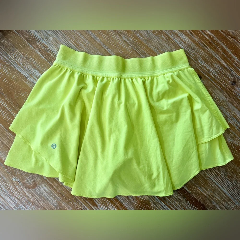Lululemon Court Rival High-Rise Slirt, Neon Yellow, tennis skirt, 10 large - Picture 1 of 4